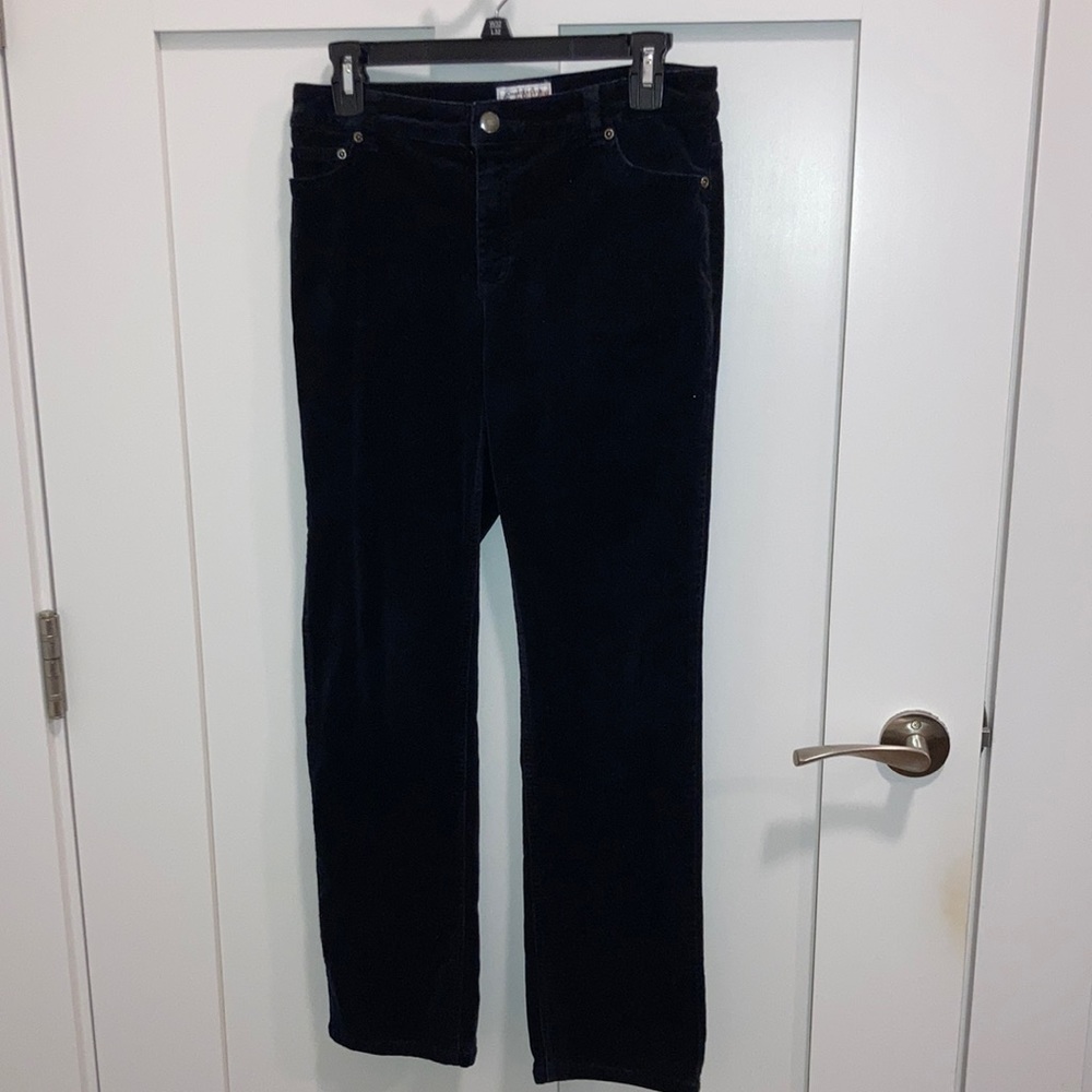 Women’s petite black corduroy jeans. Charter Club